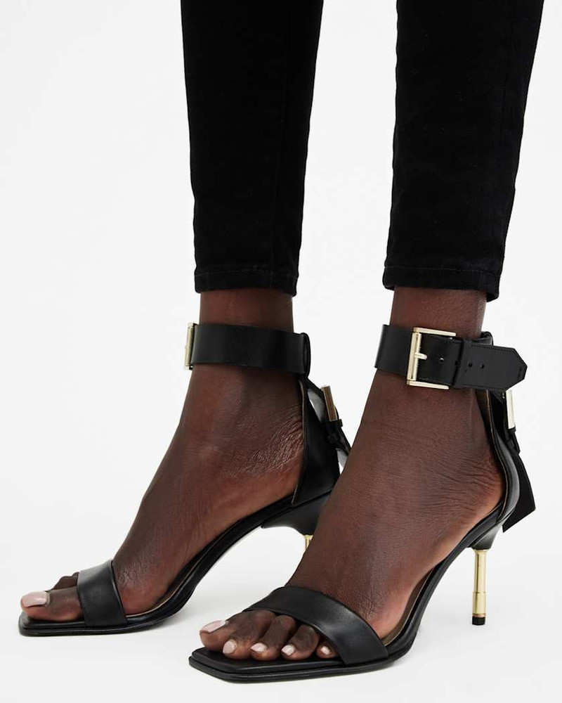 ALLSAINTS NOIR LEATHER BUCKLE HEELS outlook