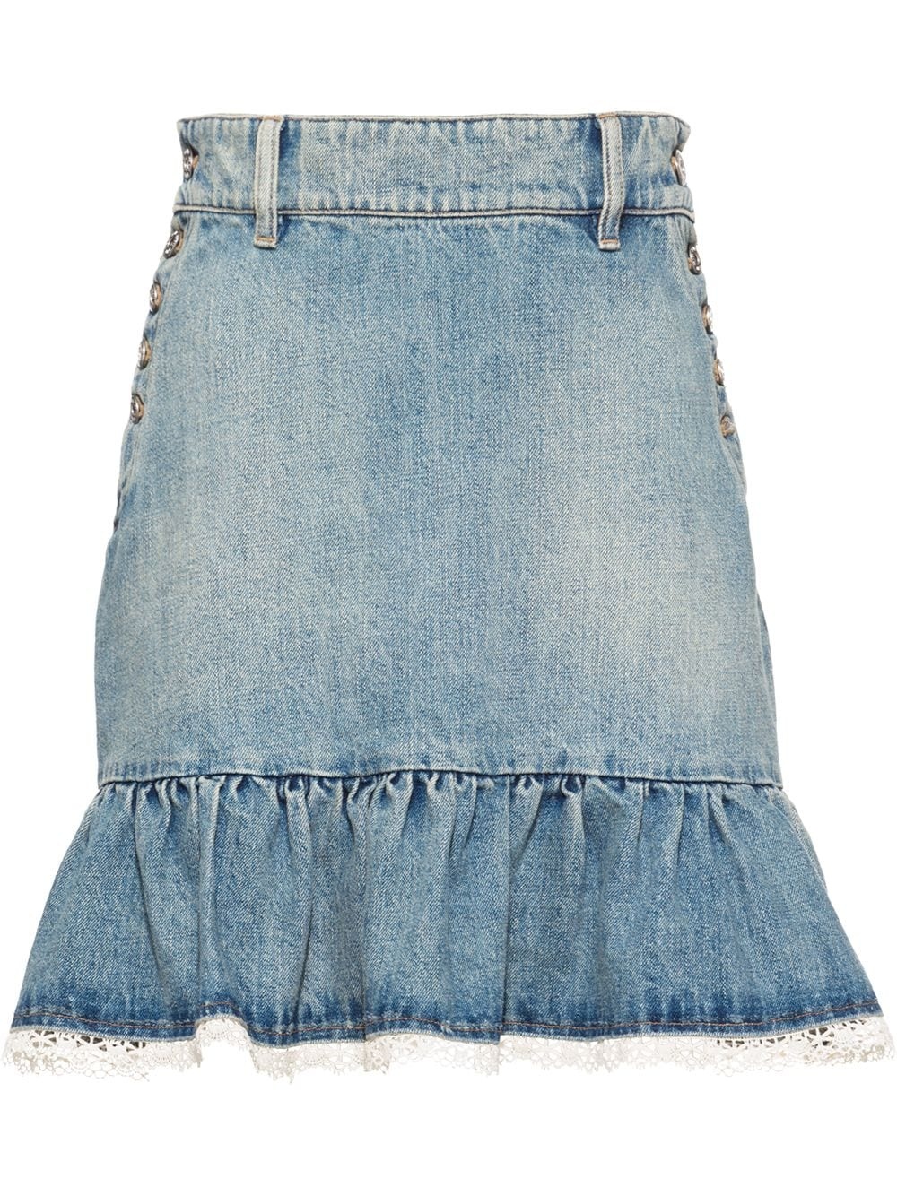 ruffle-trim denim skirt - 1