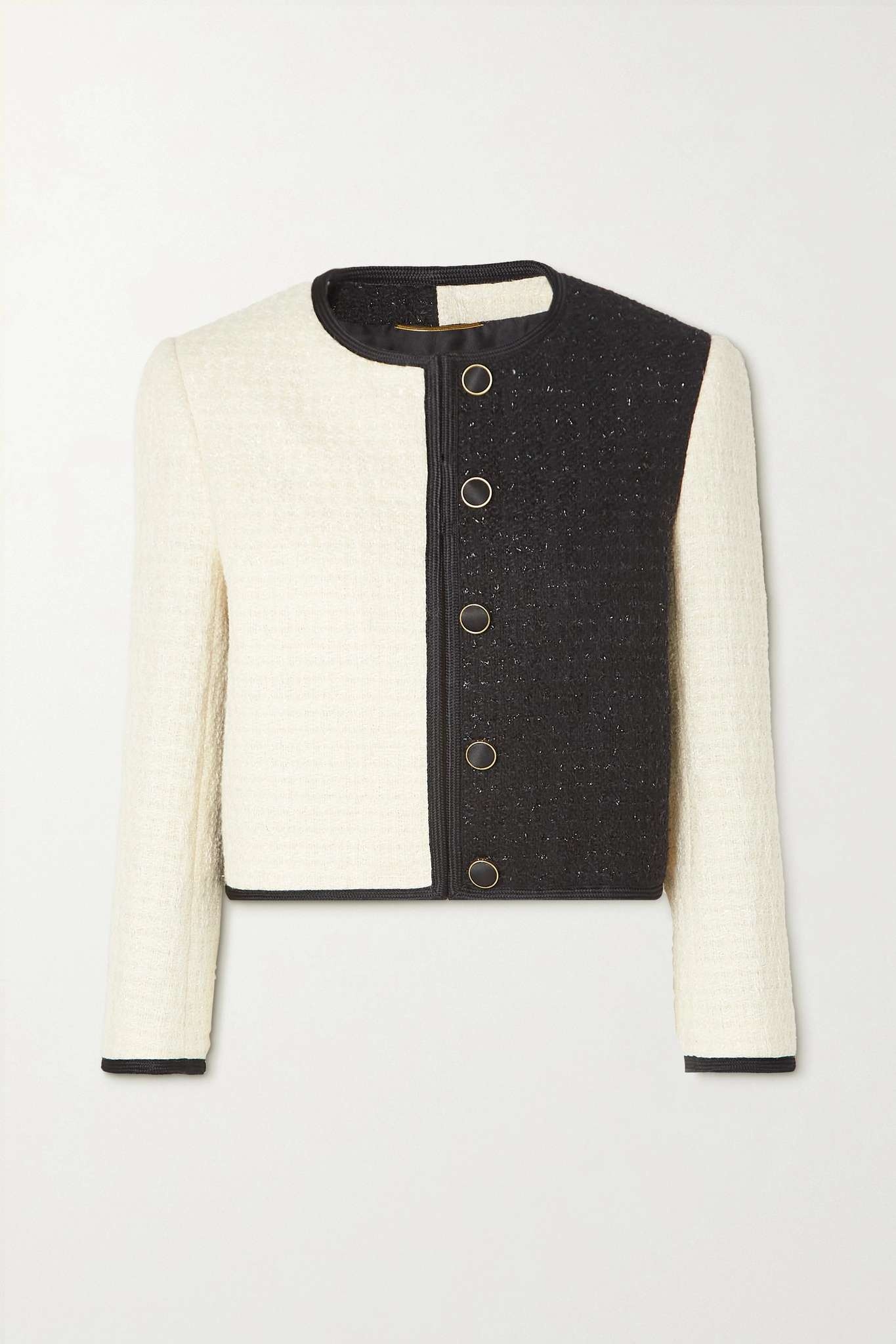 Cropped two-tone metallic tweed jacket - 1