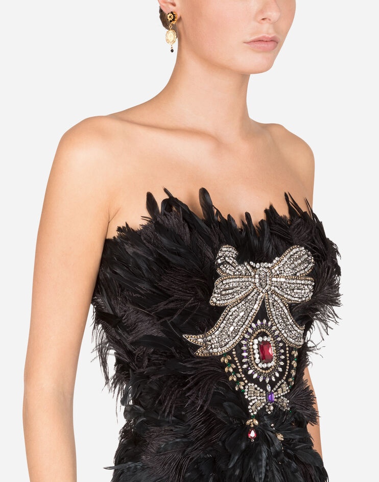 Feather bustier with crystal rhinestone decoration - 4