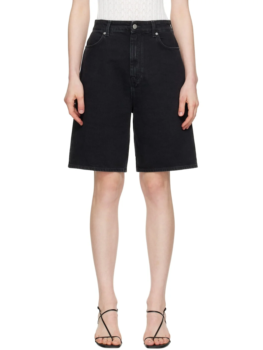 Black Isu Denim Shorts - 1