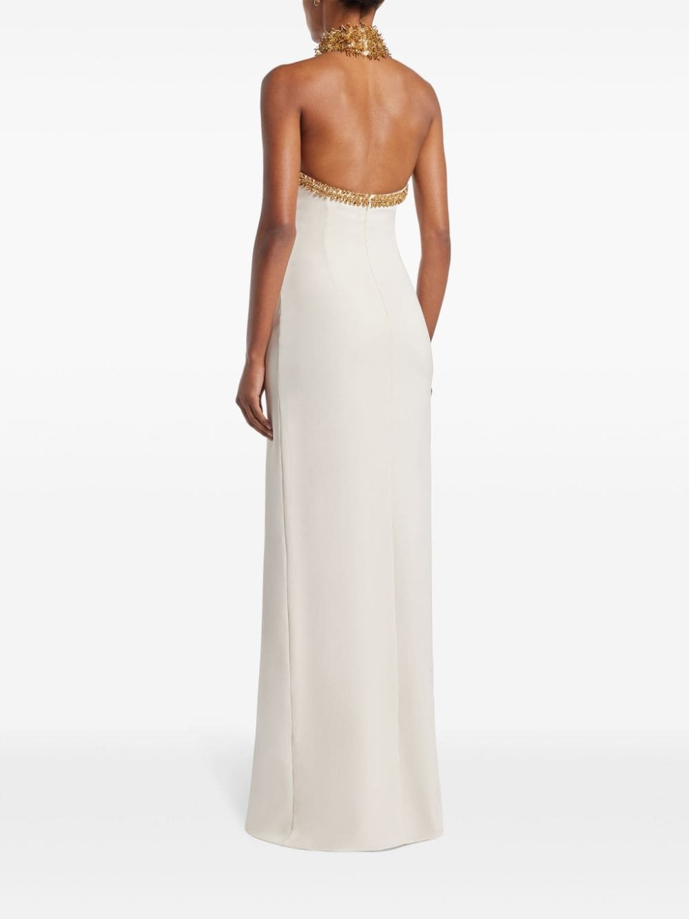 bead-embellished halterneck gown - 4