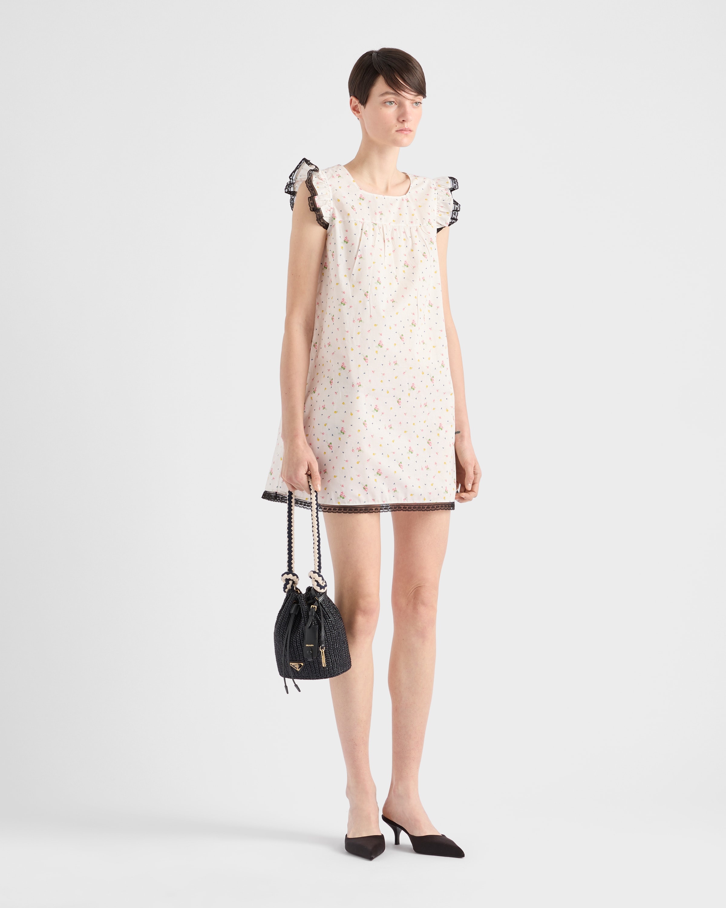 Floral print cotton batiste mini-dress - 2