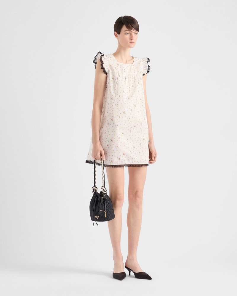 Prada Floral print cotton batiste mini-dress outlook