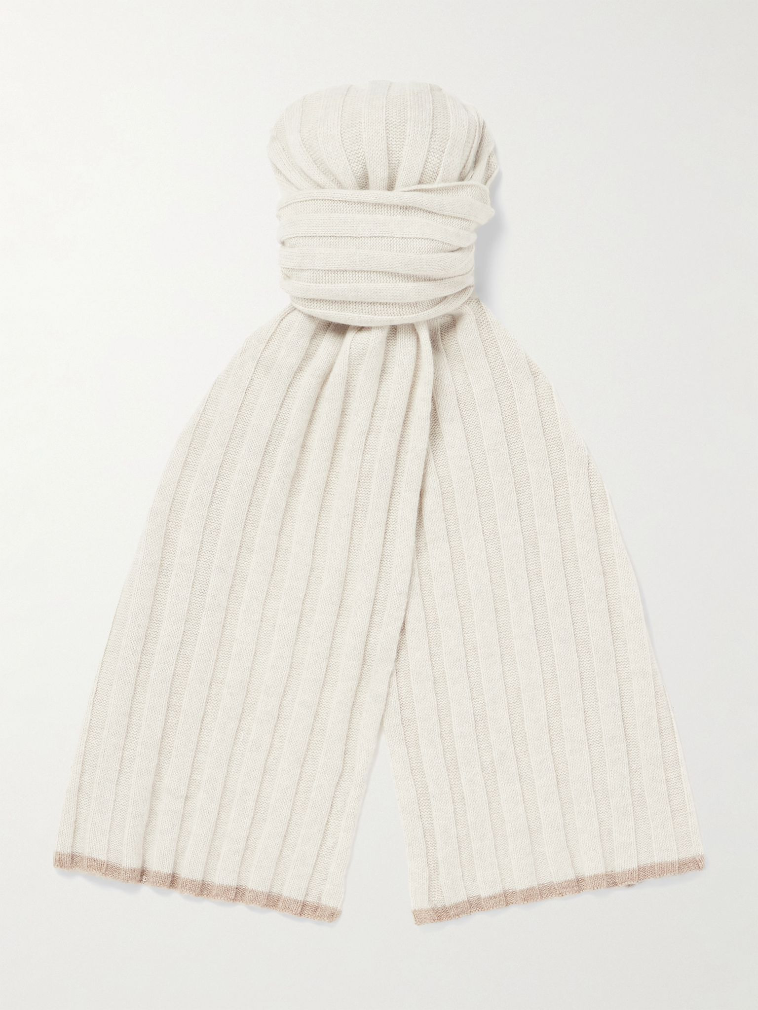 Ribbed Cashmere Scarf Cream - 1