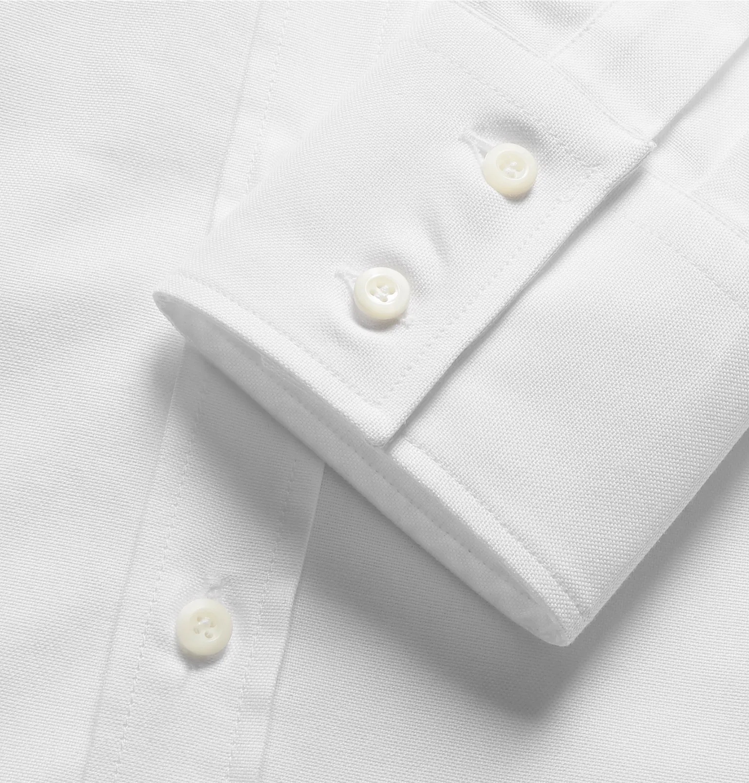 Button-Down Collar Herringbone Cotton Shirt - 5