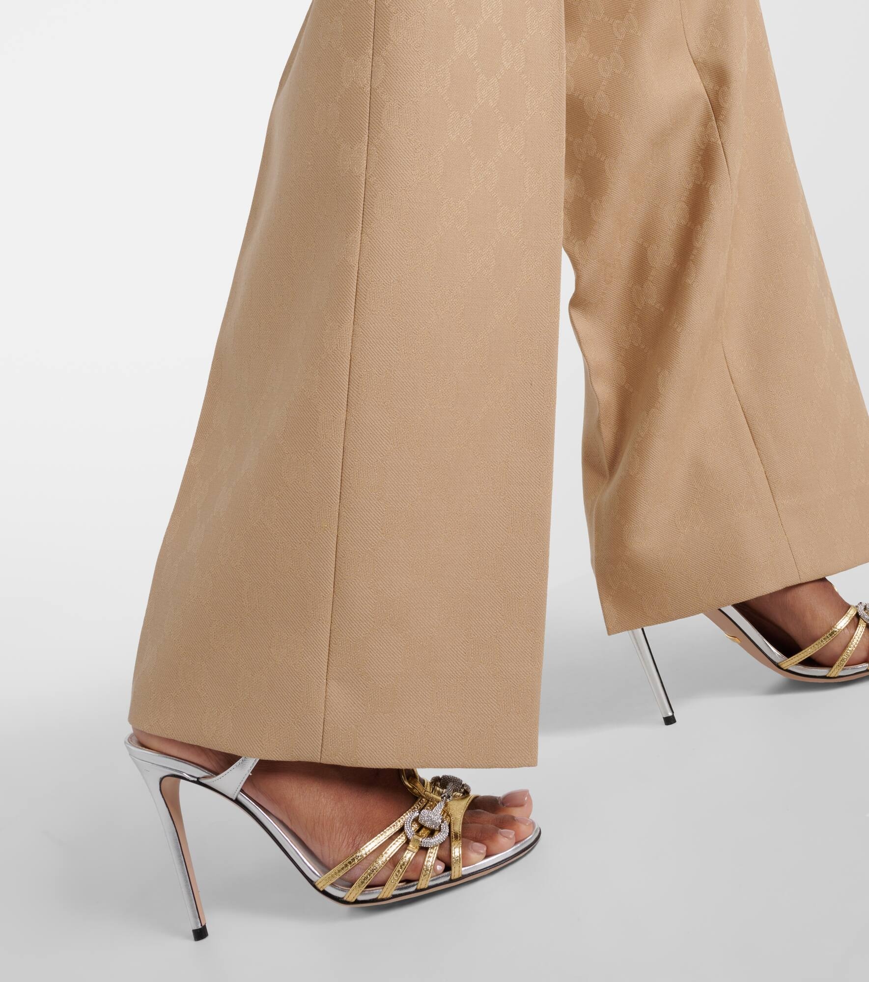 GG wool jacquard straight pants - 5