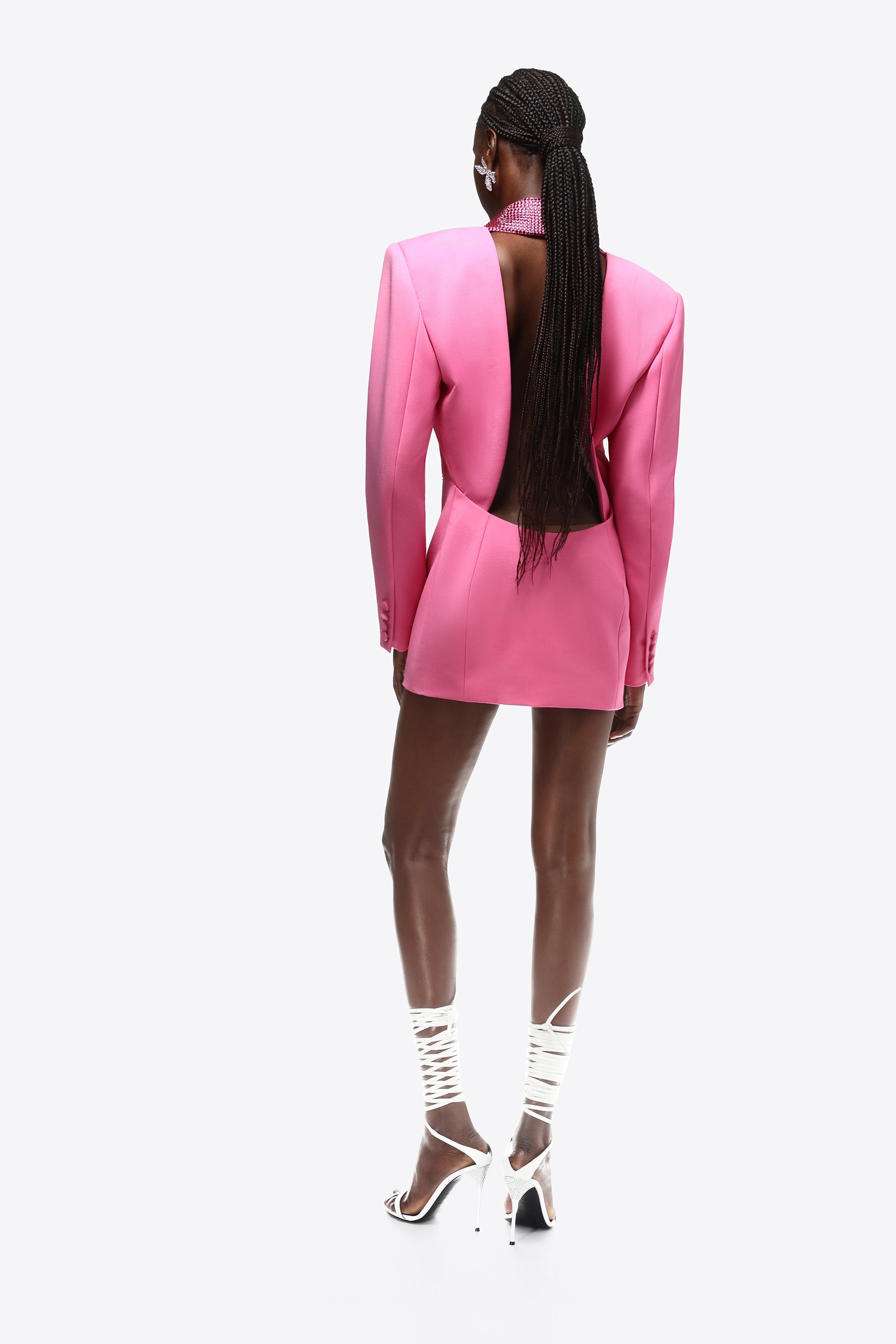 CRYSTAL EMBELLISHED TUXEDO DRESS - 4