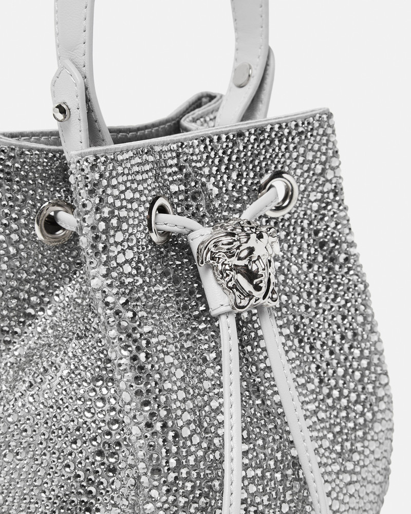 La Medusa Embellished Satin Mini Bucket Bag 4