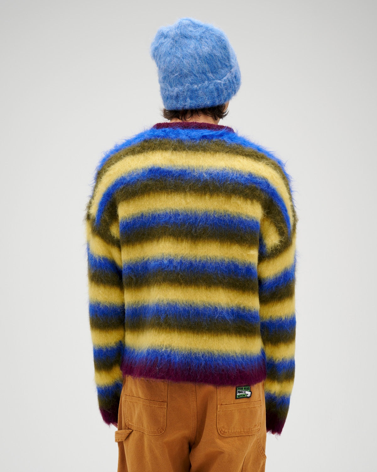 Blurry Lines Alpaca Crewneck Sweater - Yellow Multi - 7
