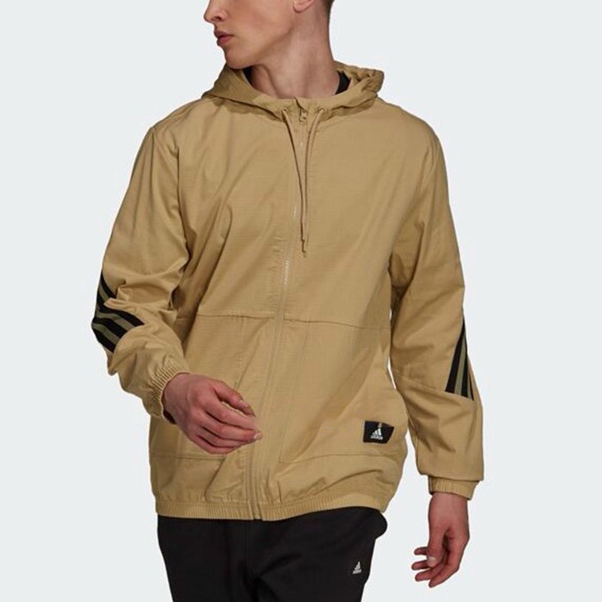 adidas hooded Windproof Athleisure Casual Sports Jacket Khaki H21536 - 2