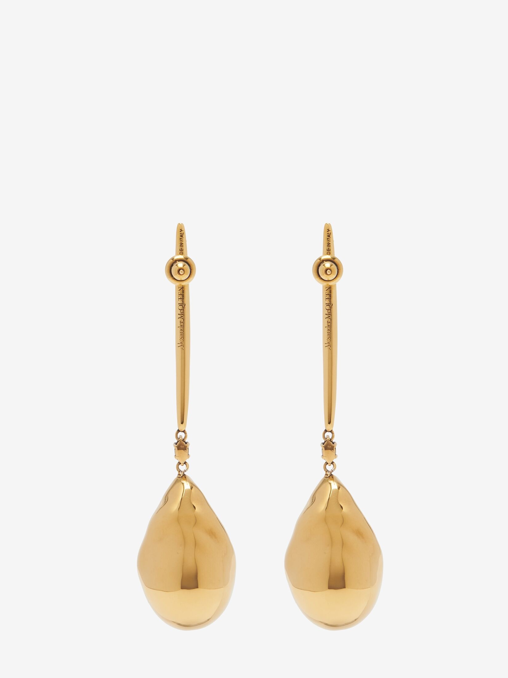 Women's Metal Pearl Stick Earrings in Antique Gold - 3