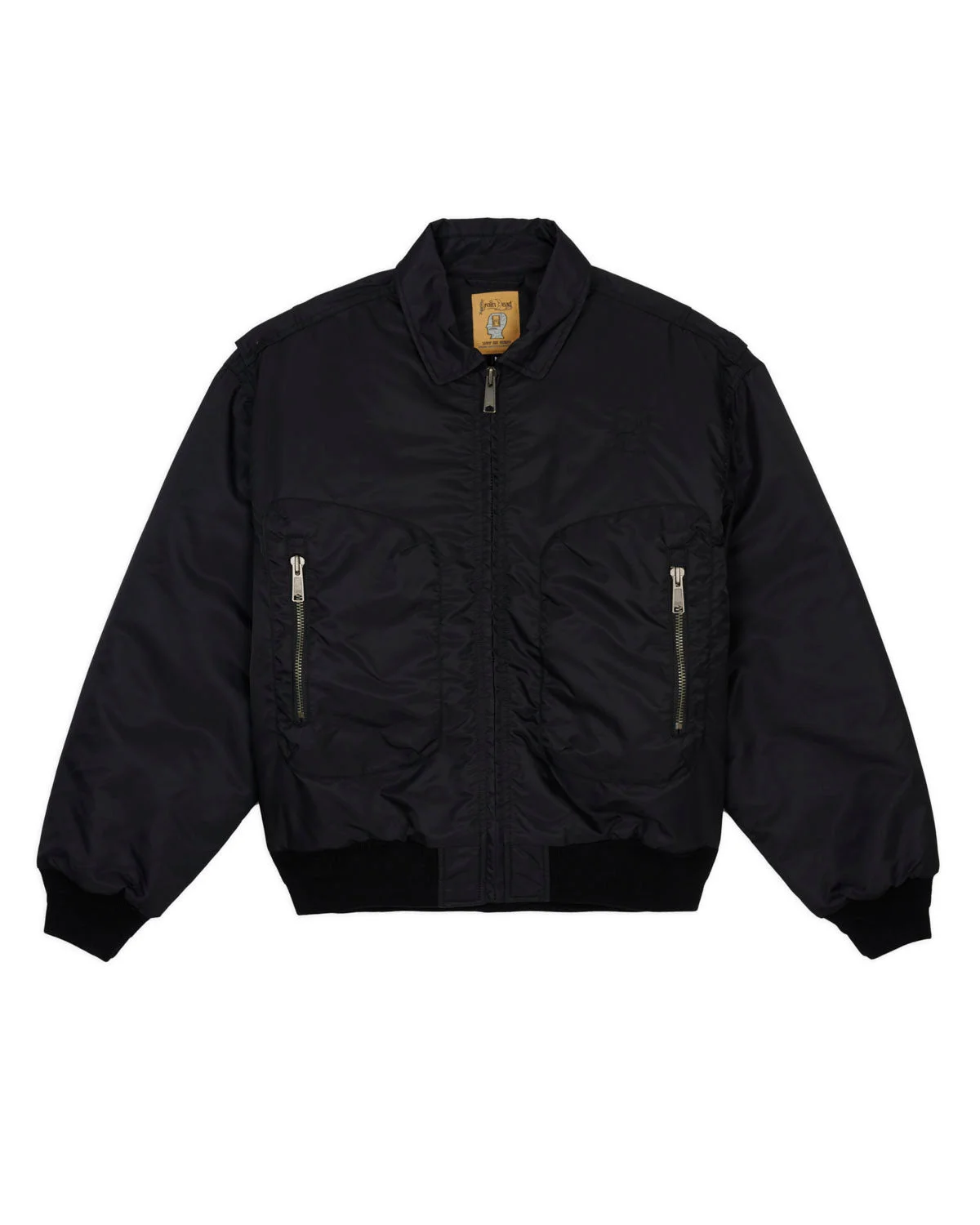 Embroidered 3D Flight Jacket - Black - 1