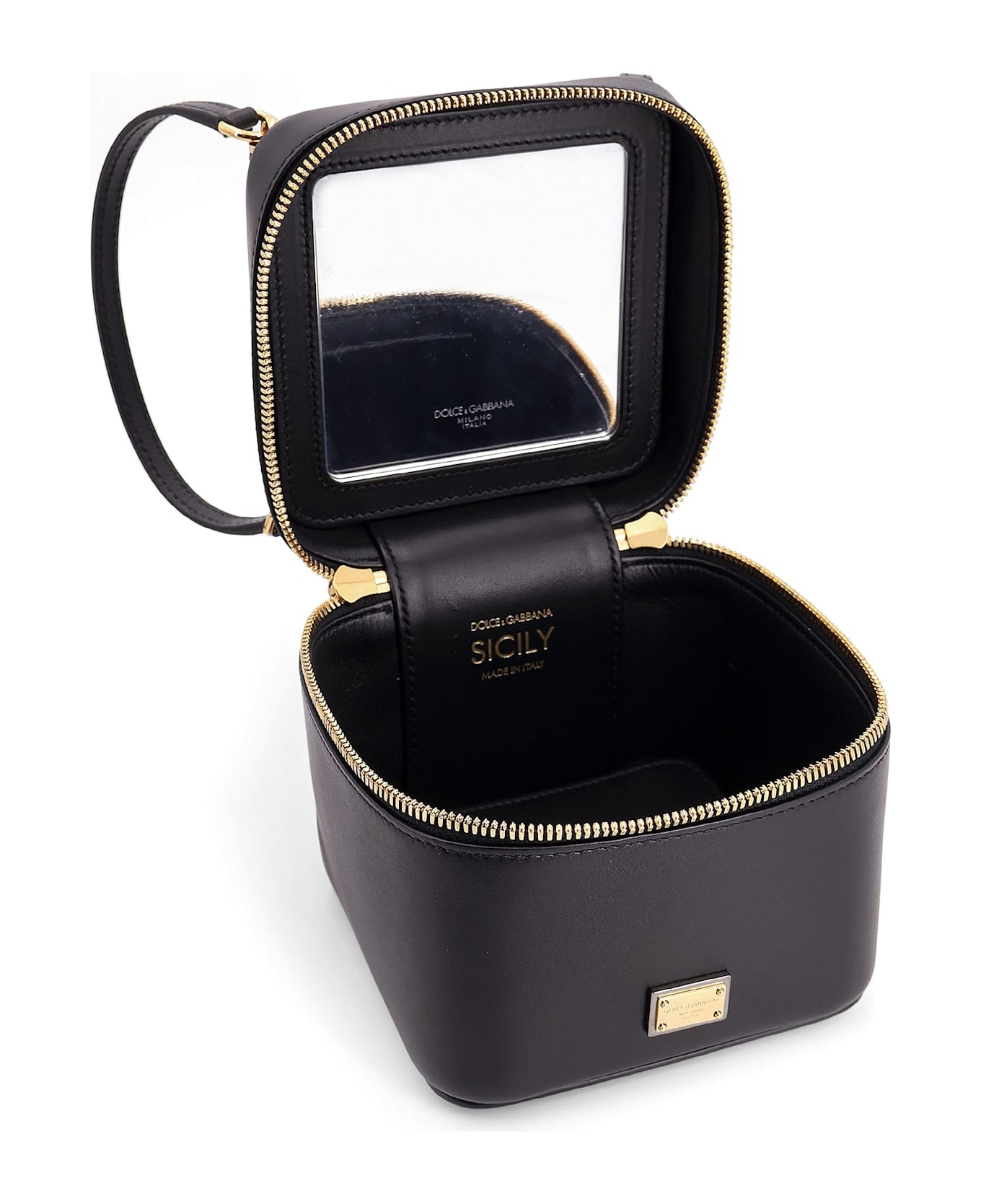 Black Leather Sicily Cube Handbag - 4