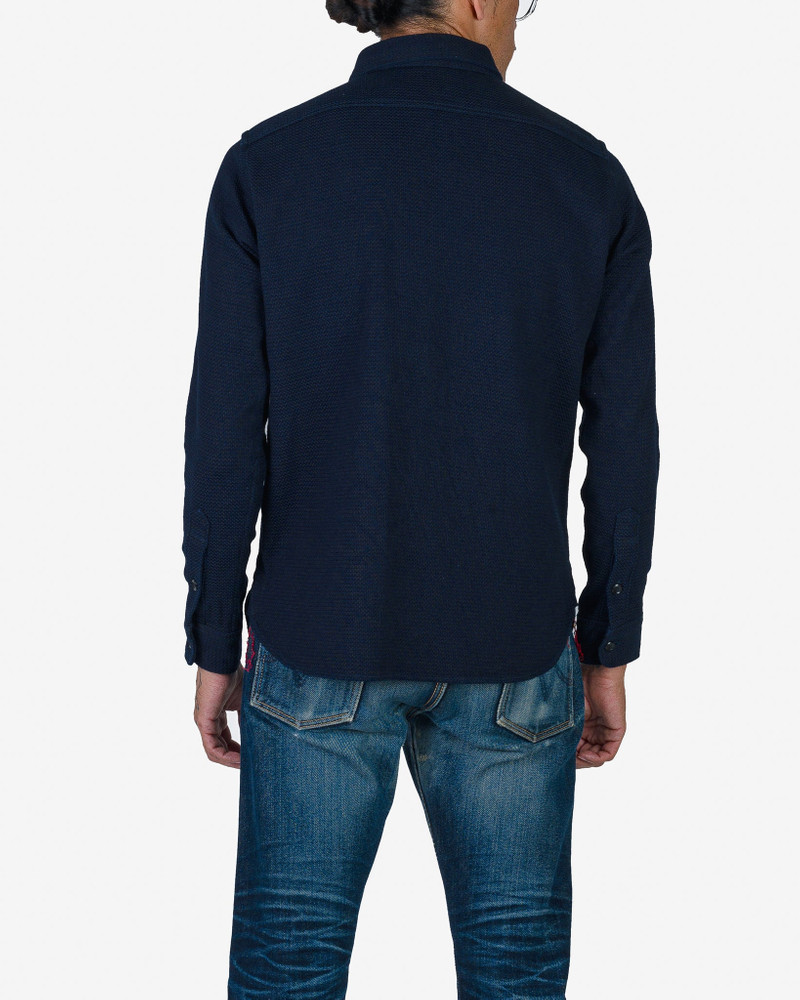 IHSH-380-IND 12OZ DOBBY CLOTH WORK SHIRT - INDIGO 3