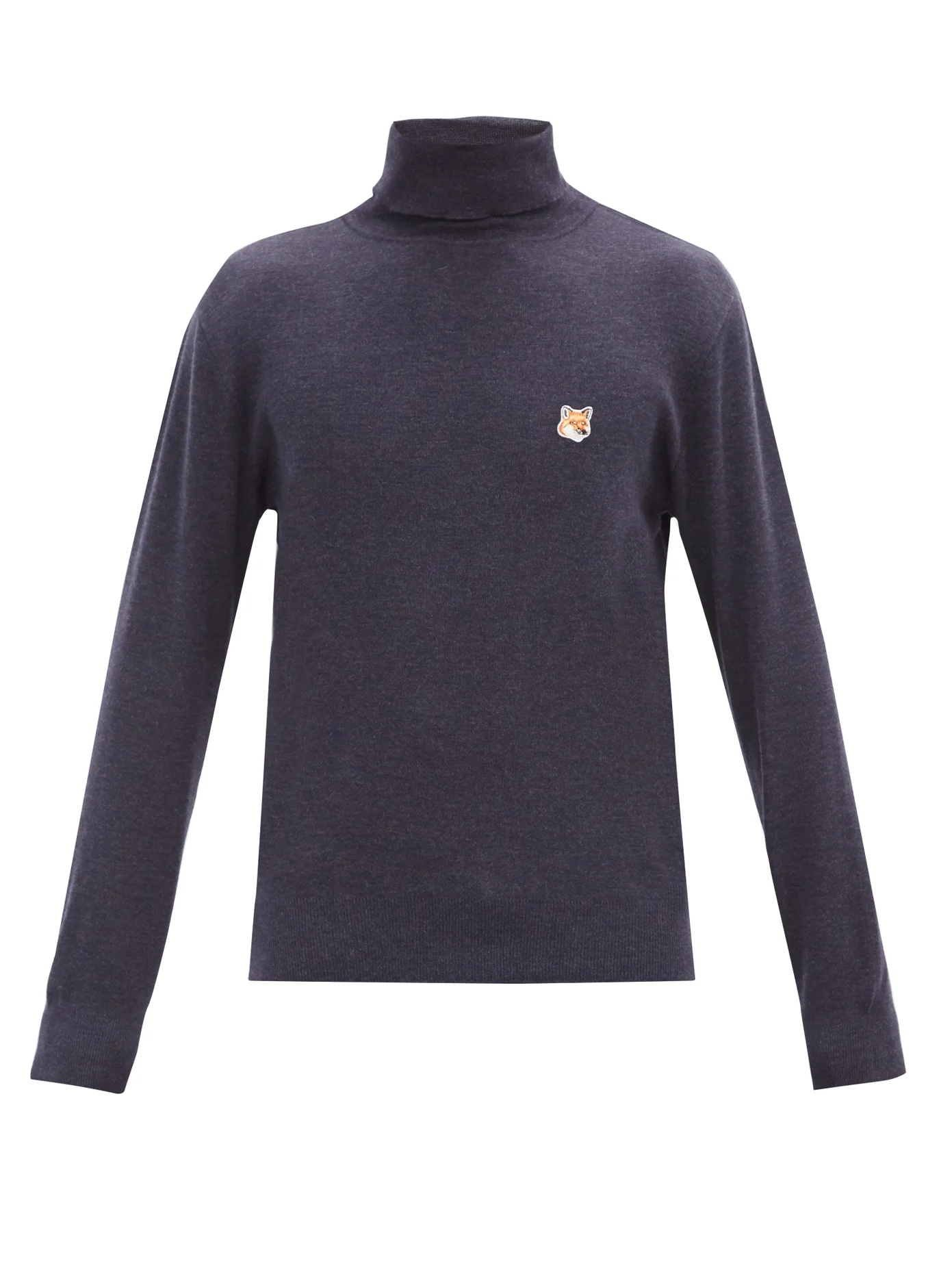 Fox Head-patch wool roll-neck sweater - 1