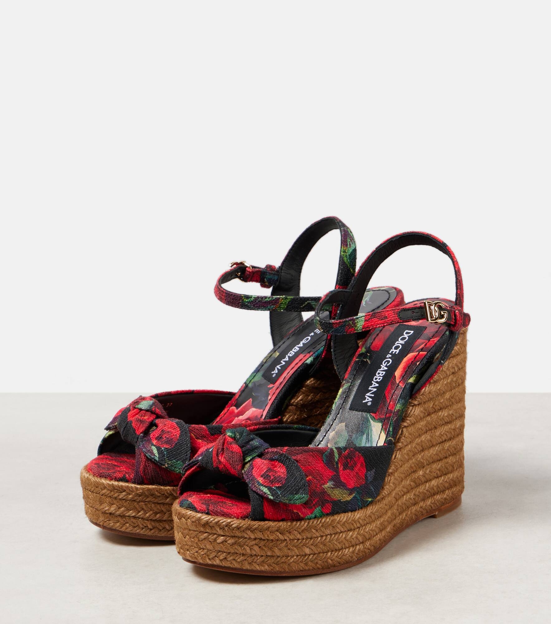 Floral canvas espadrille wedges - 4