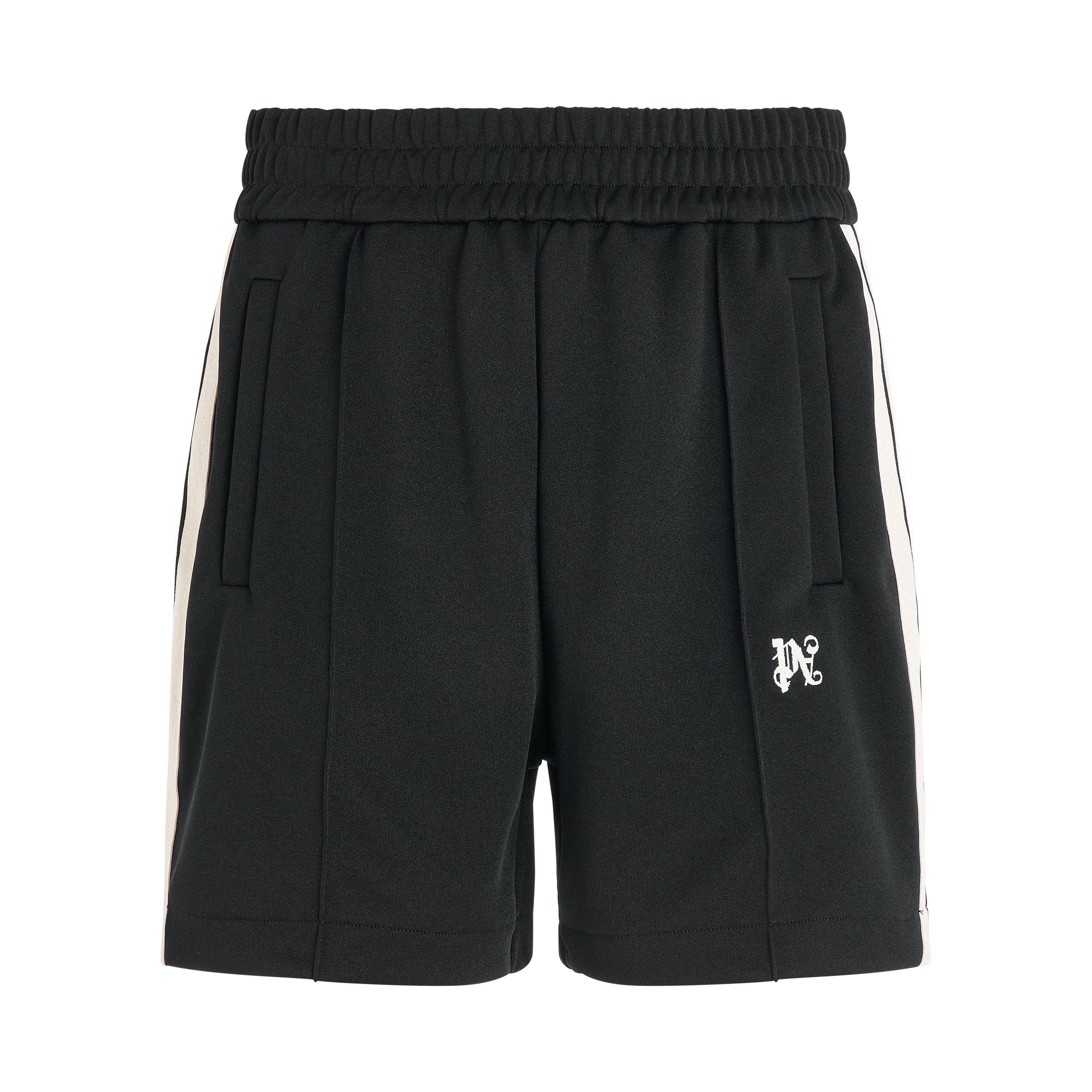 Monogram Track Shorts in Black/Butter - 1