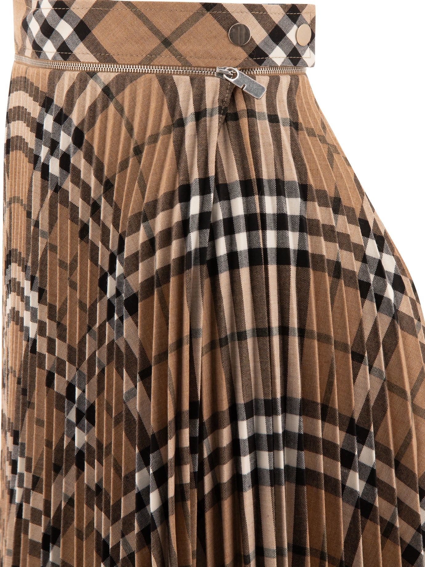Burberry Wool Blend Pleated Check Skirt - 4