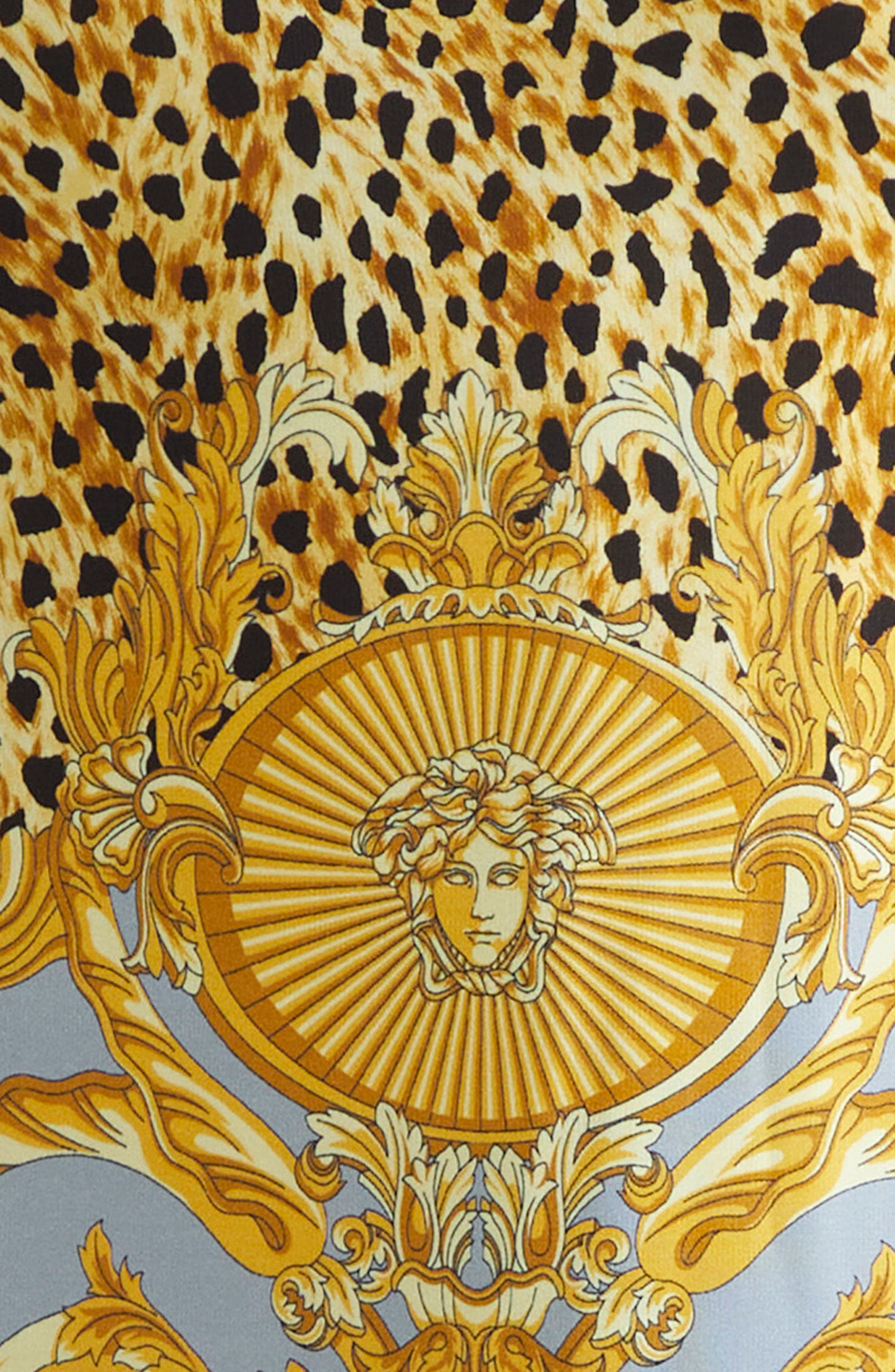 Versace Draped Cheetah Foulard Midi Skirt in Yellow/Light Elephant Grey at Nordstrom - 7