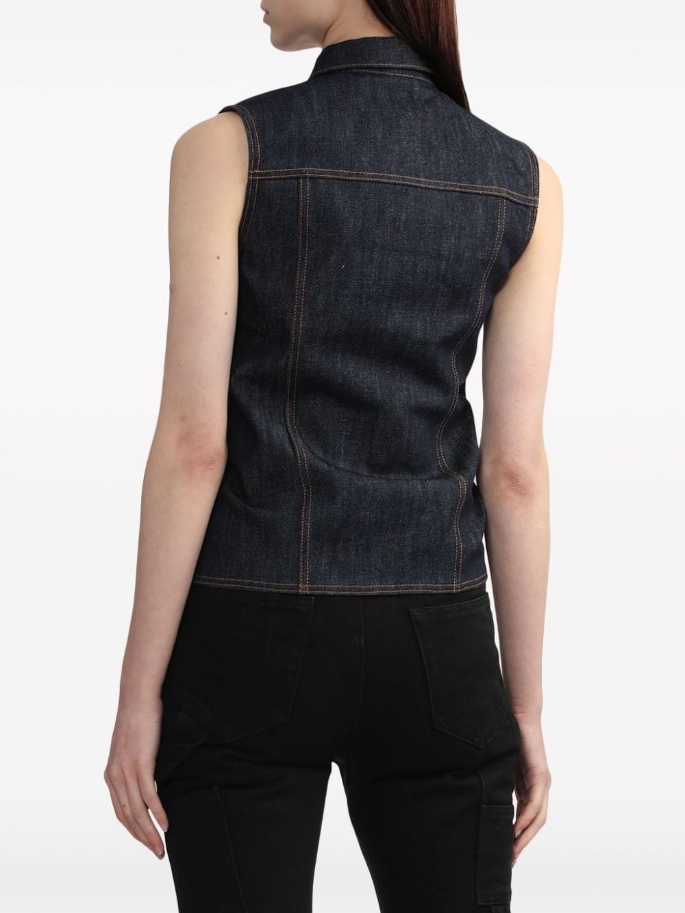 sleeveless denim vest - 4