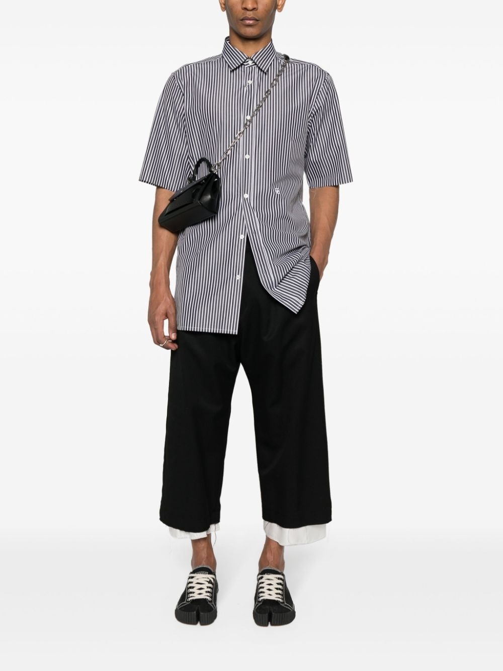embroidered-logo striped shirt - 2