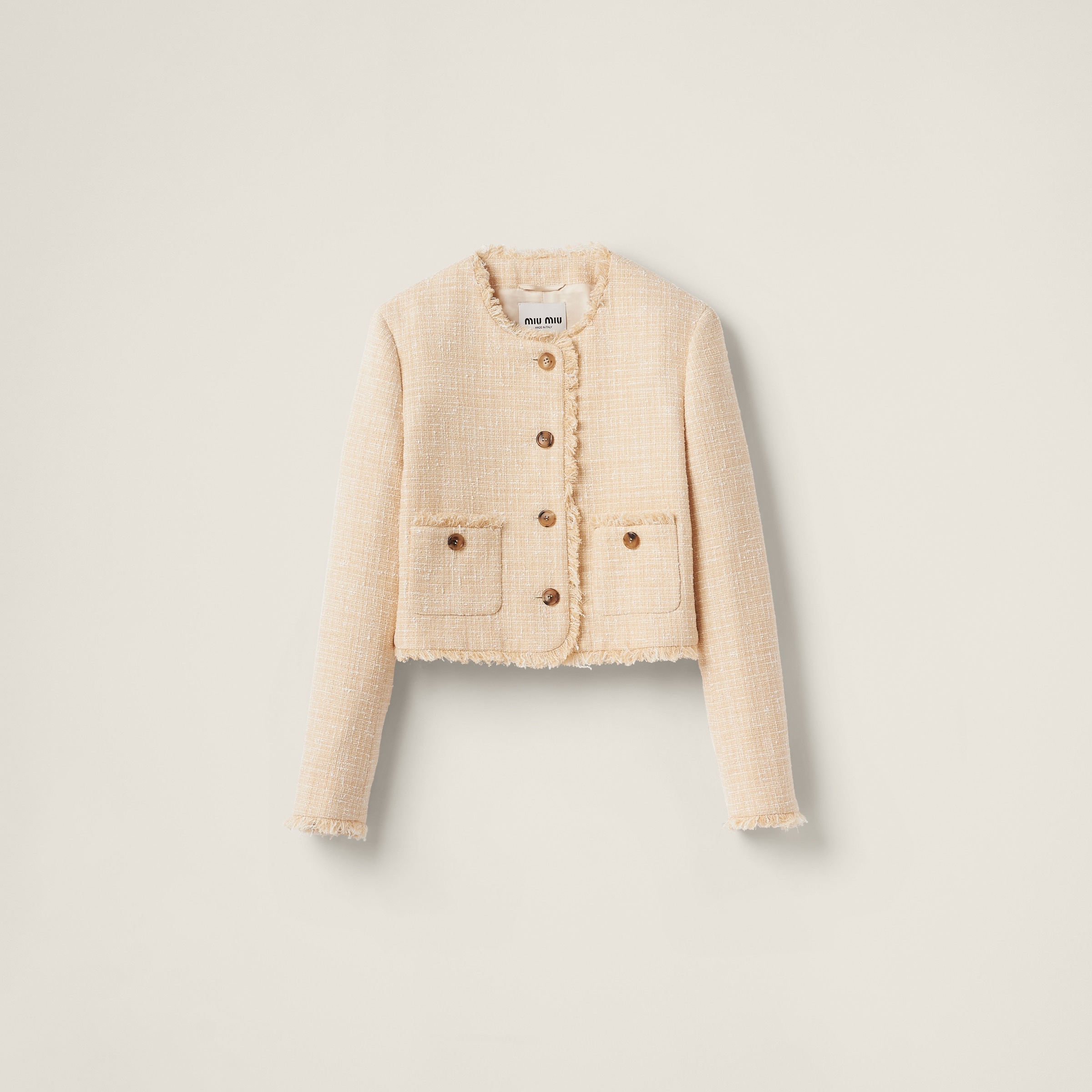 Single-breasted tweed jacket with embroidered logo - 1