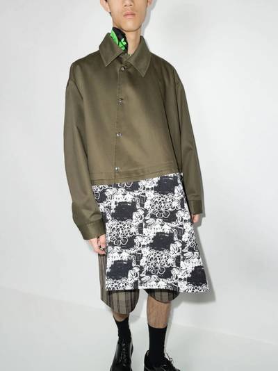 Comme des Garçons Homme Plus printed panelled asymmetric coat outlook