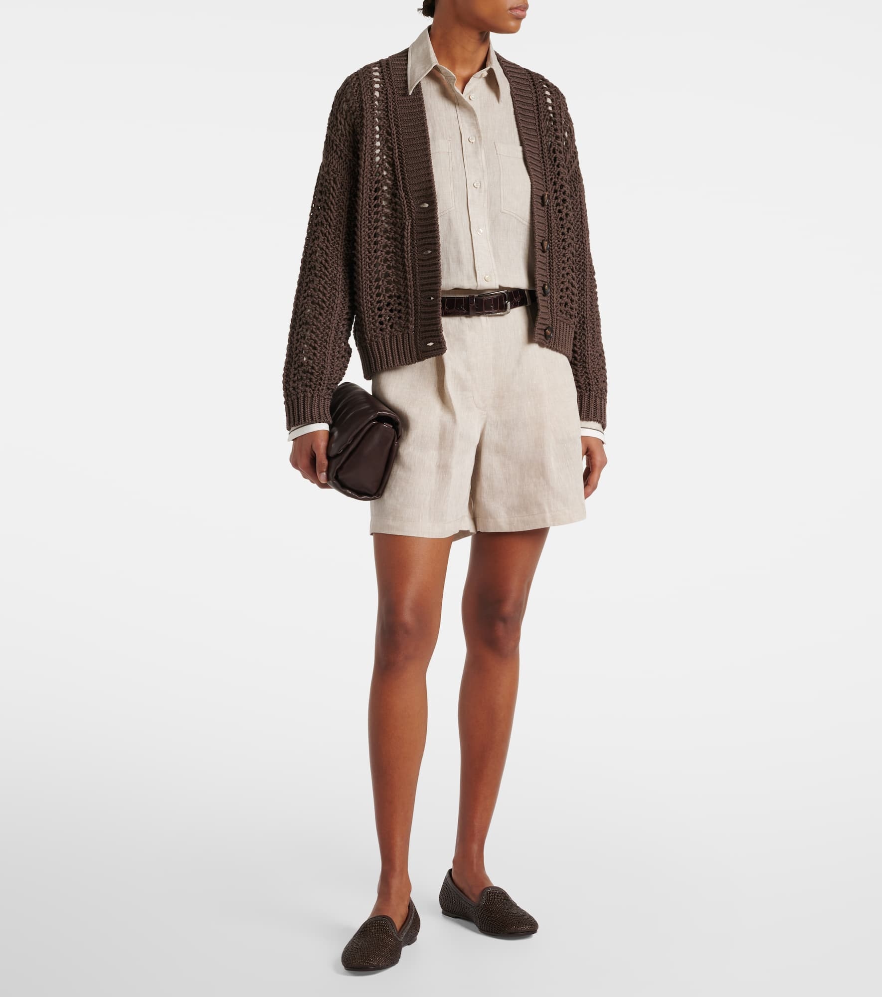 Brunello Cucinelli Techno raffia slippers with precious trim