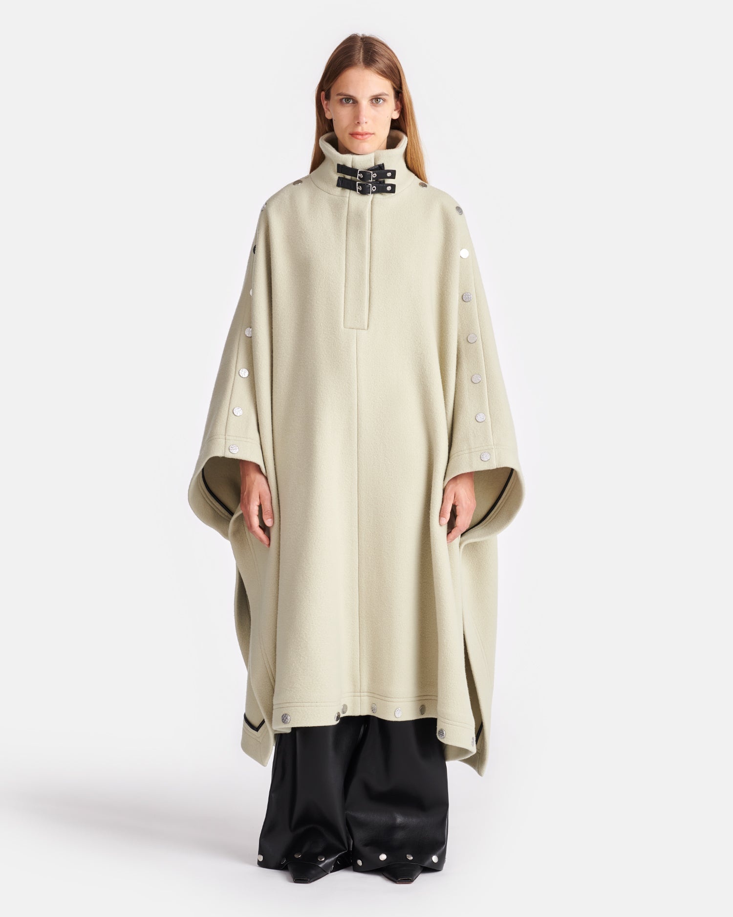 Studded Felted Wool Cape - 2