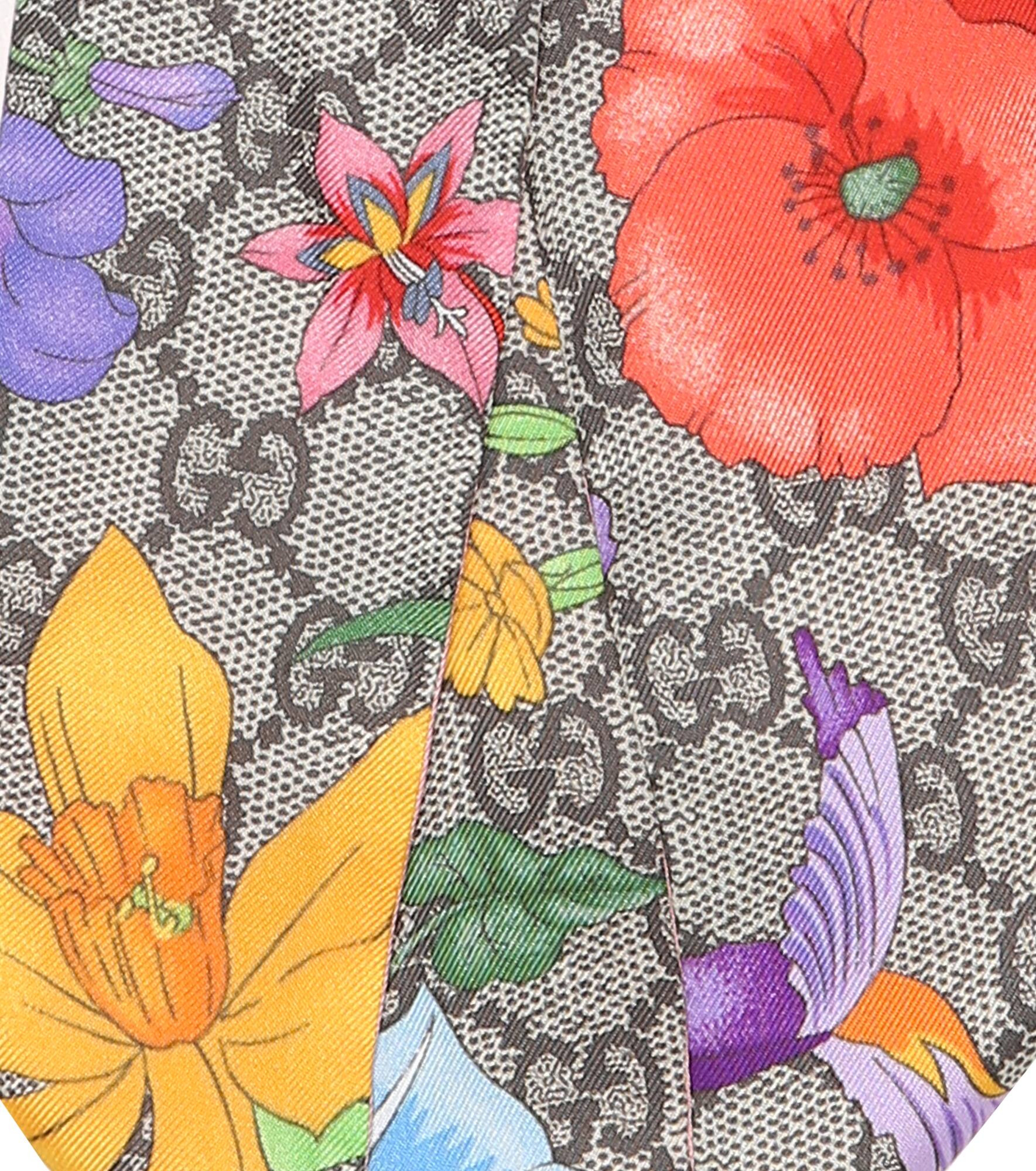 GG Flora silk neck tie - 5