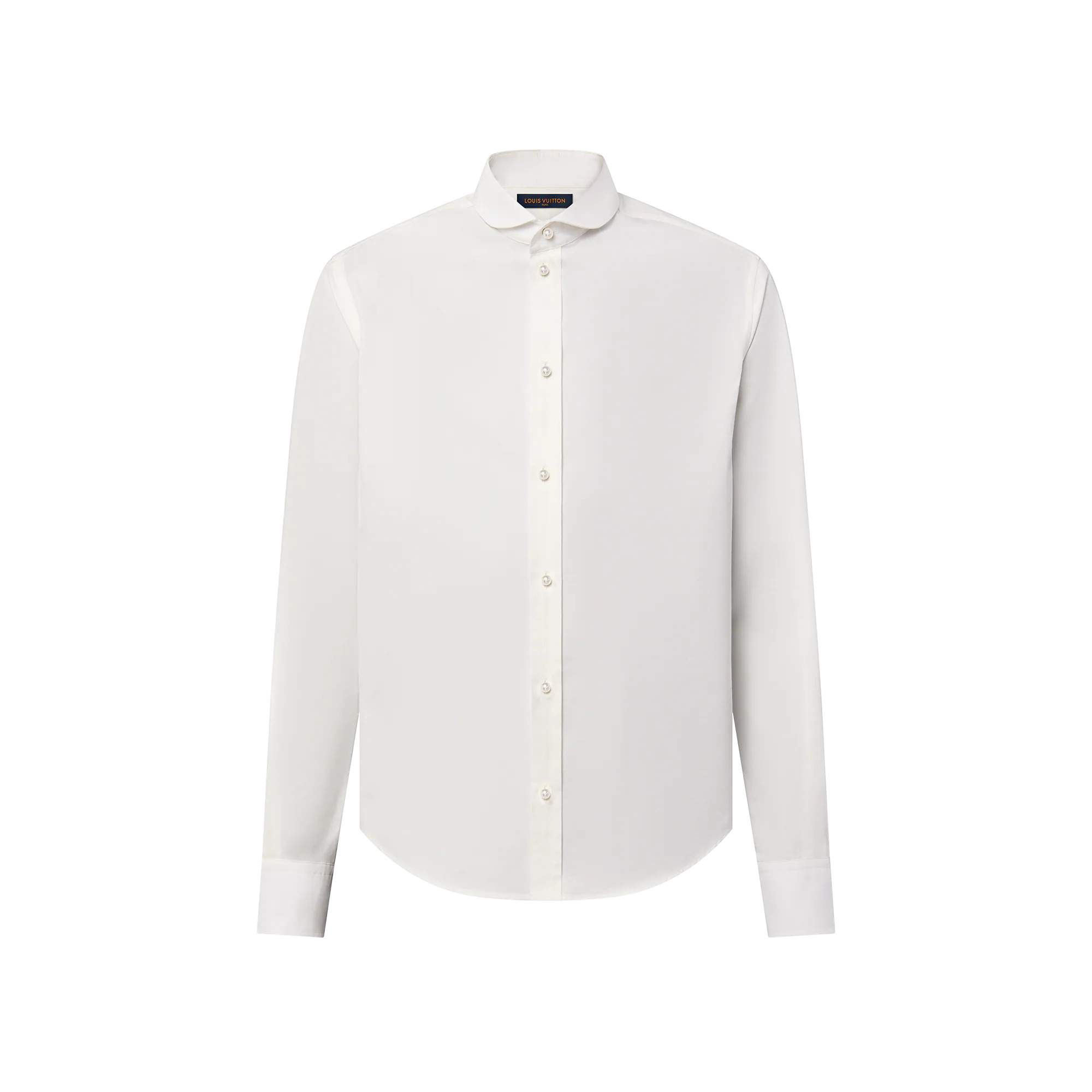 Fitted Long-Sleeved Cotton Shirt With Pearl Buttons - 1