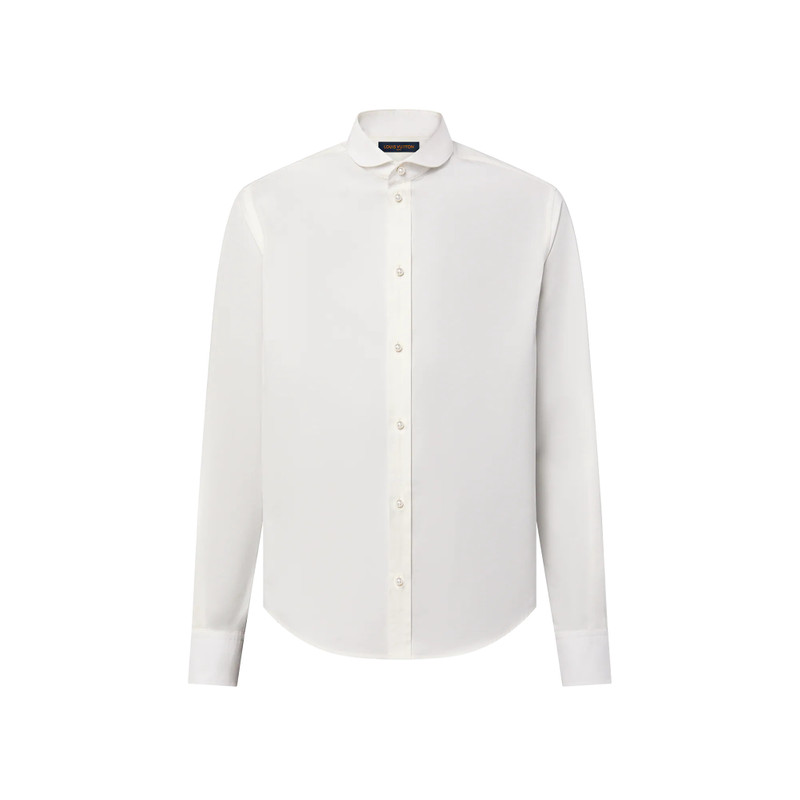 Fitted Long-Sleeved Cotton Shirt With Pearl Buttons 1
