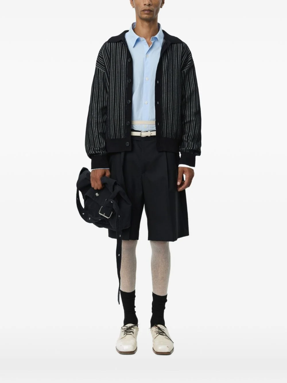 striped button-up cardigan - 1