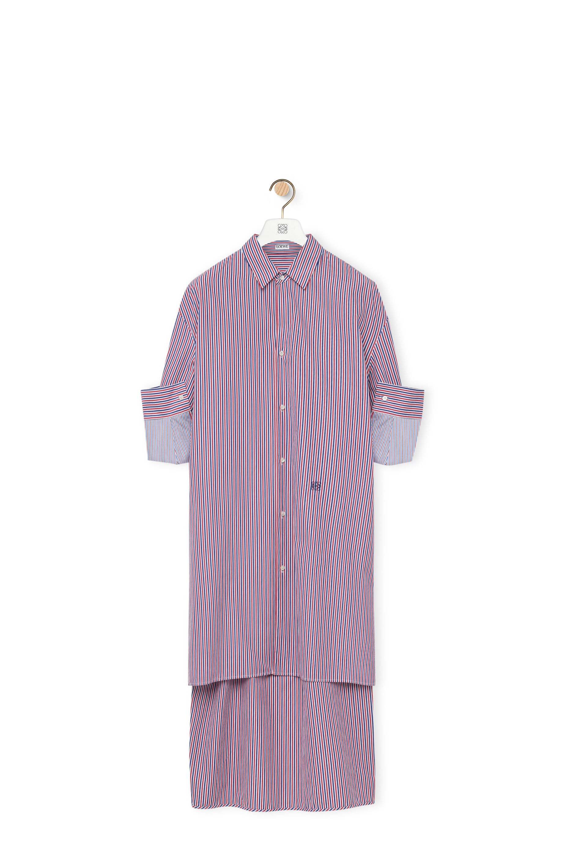 Turn-up shirt dress in striped cotton - 1