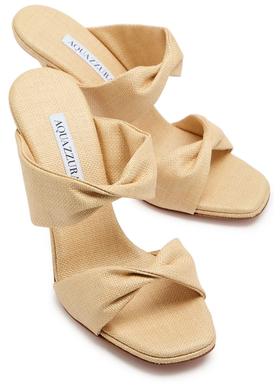 Aquazzura Twist 95 Soft Raffia Mules - 3