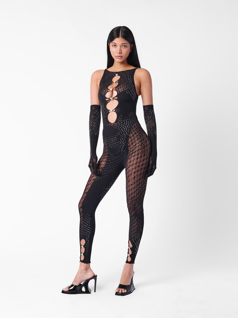 RHINESTONED JANICE JUMPSUIT X 글로브 세트 JET BLACK 7