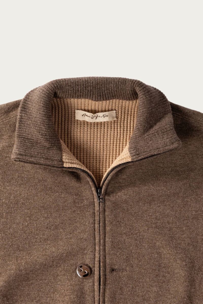 Aviva Jifei Xue Drivers Knit Blouson - Natural Beige Wool Hemp Knit outlook