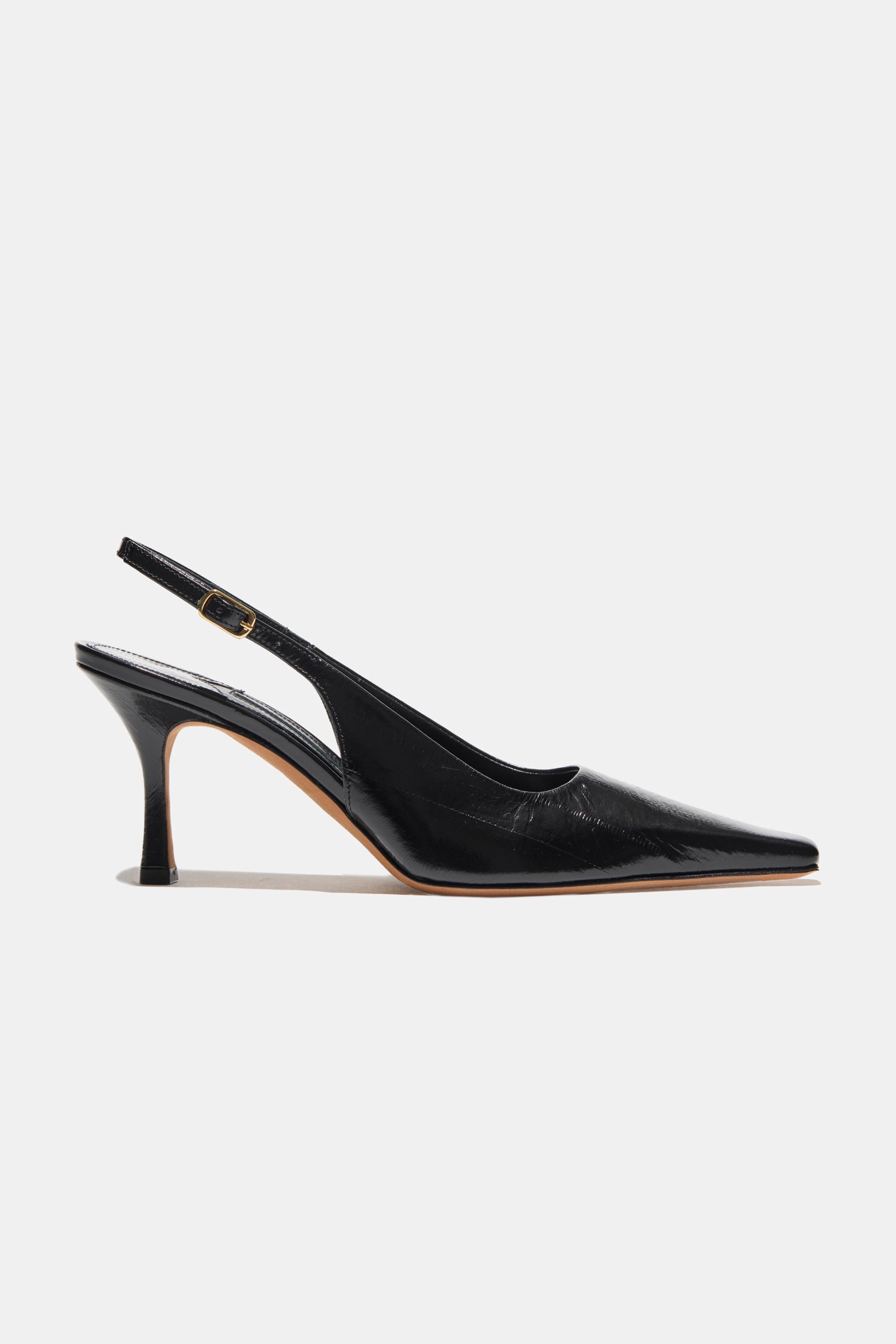 ELANA HEEL IN BLACK EMBOSSED EEL - 1