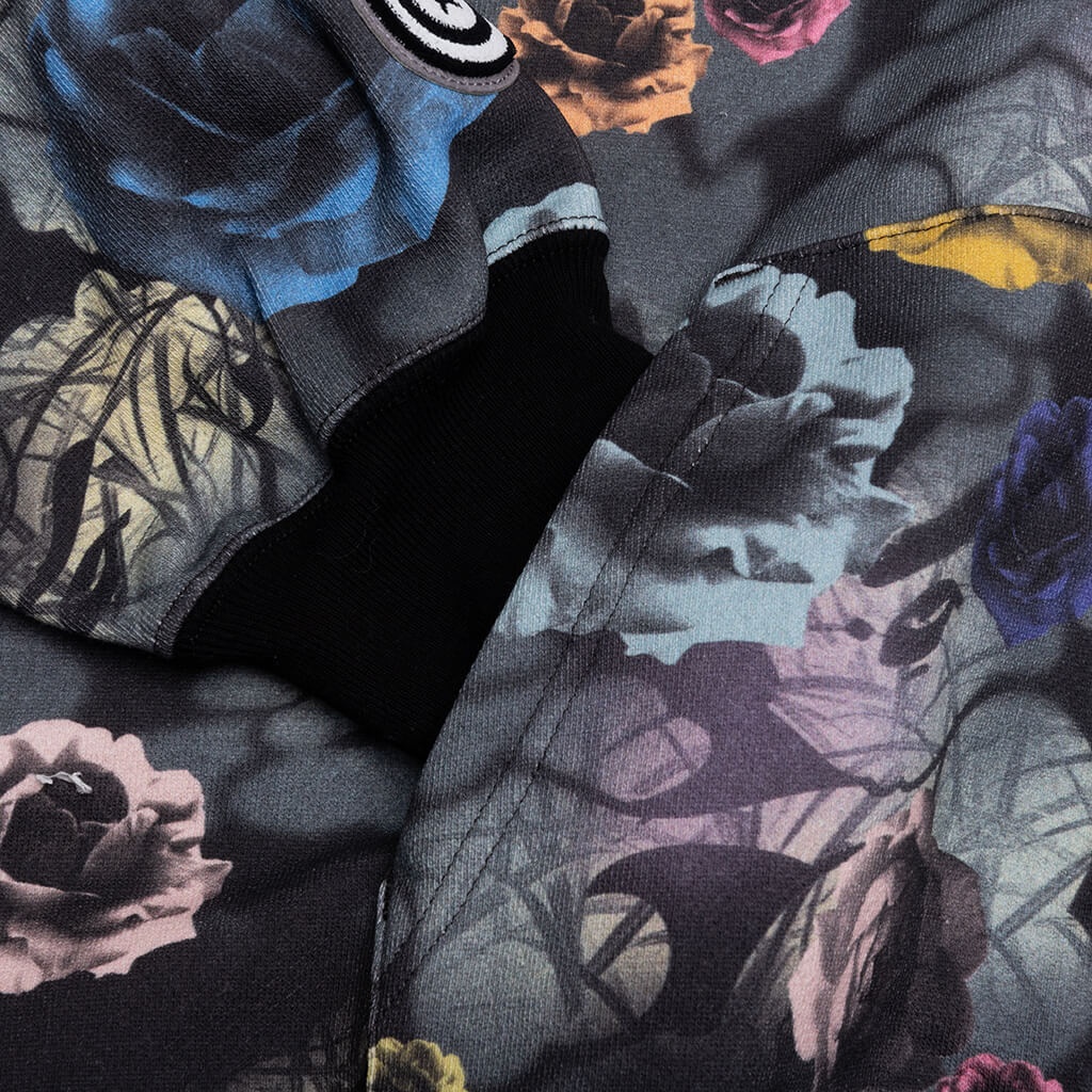 FLORAL CAMO SHARK RELAXED FIT FULL ZIP HOODIE - BLACK - 6