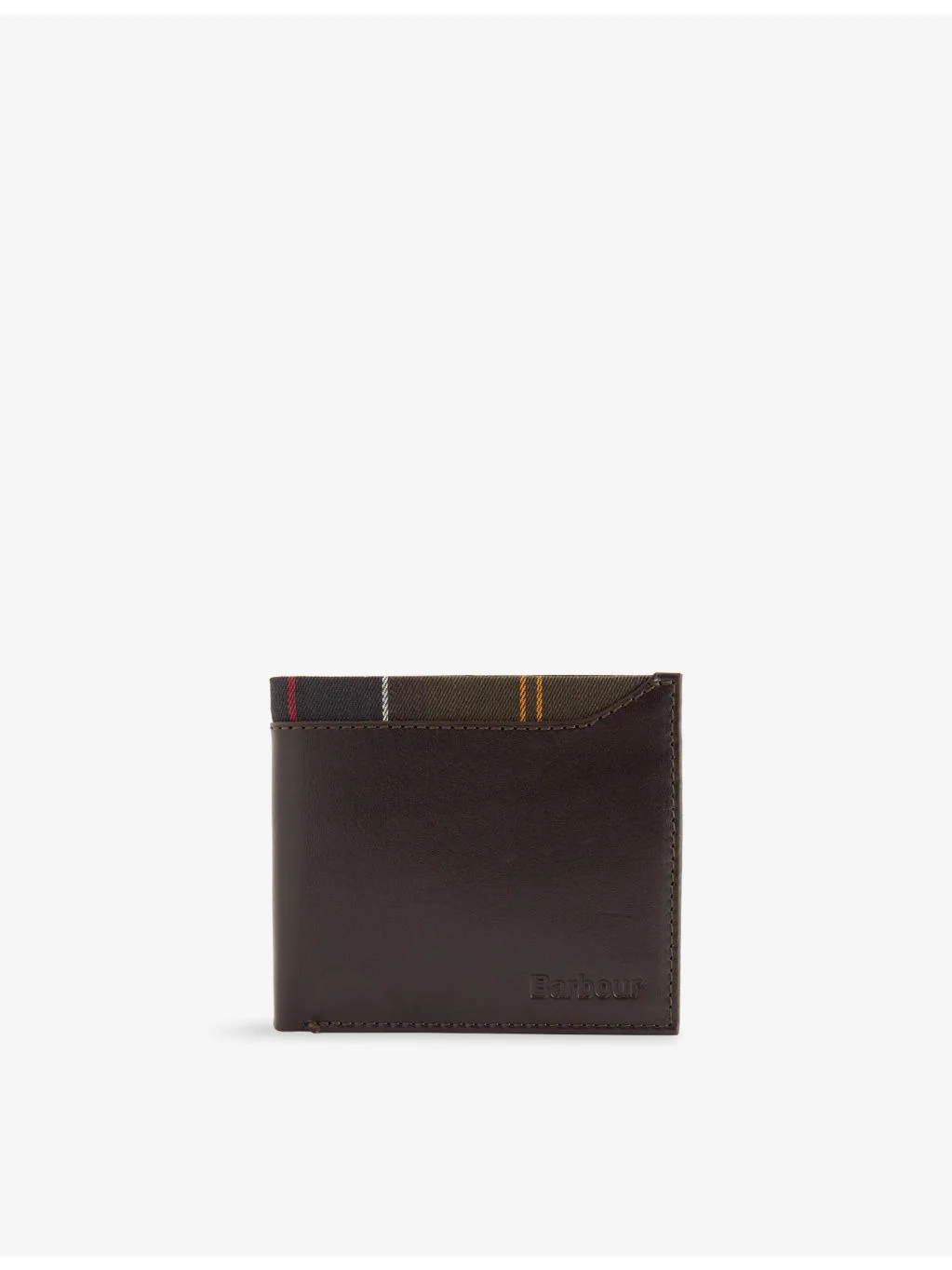 Branded Tartan-Trim Leather Wallet - 1