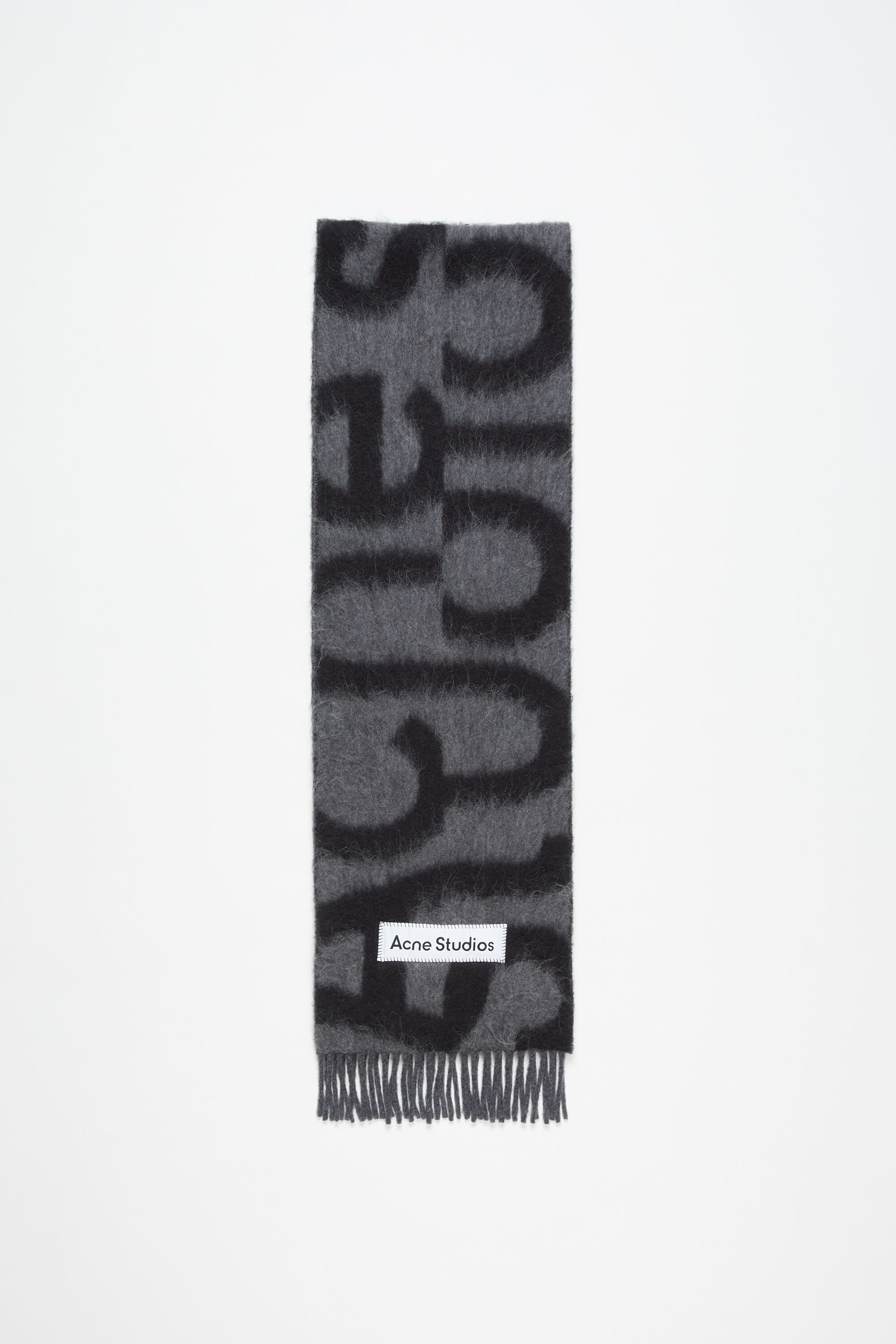 Scarf wool alpaca logo - Black/grey - 1