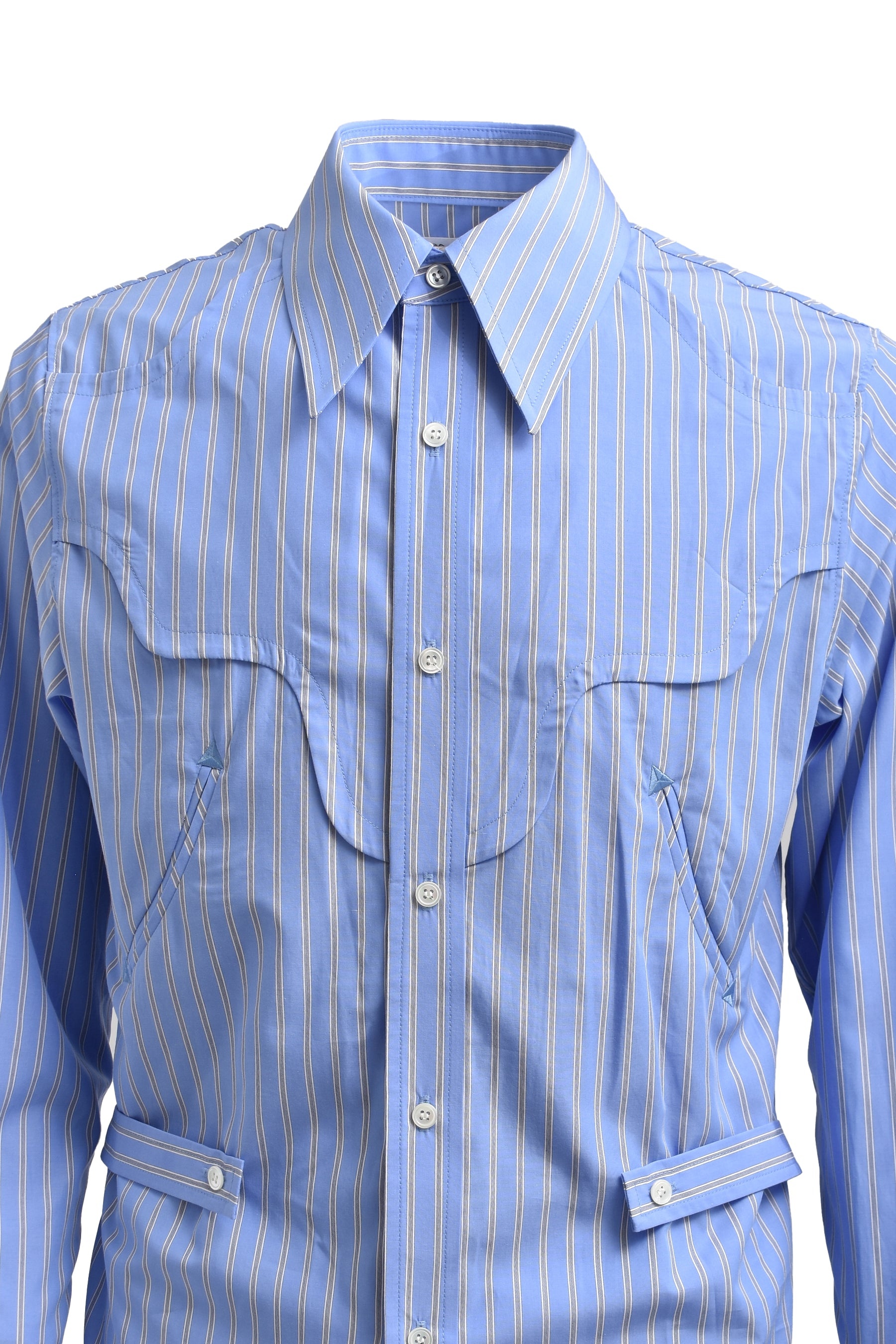 STRIPE COTTON SHIRT  / L.BLU - 4