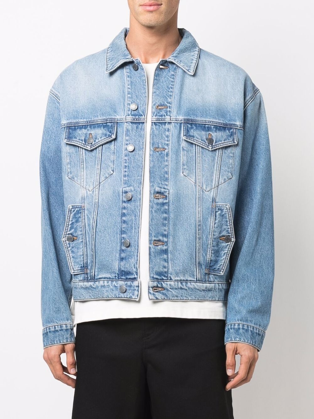 embroidered logo denim jacket - 3