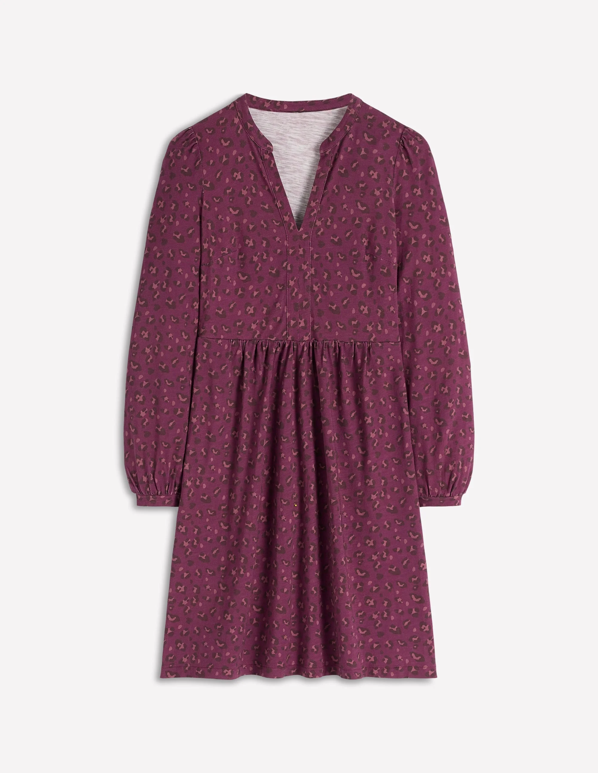 Naomi Relaxed Jersey Dress-Prune, Leopard Spots - 1