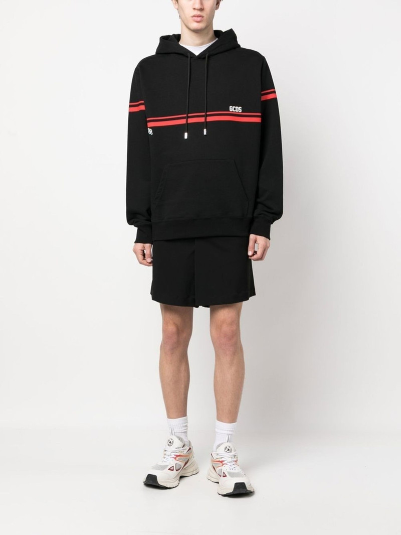 GCDS stripe-detail cotton hoodie outlook
