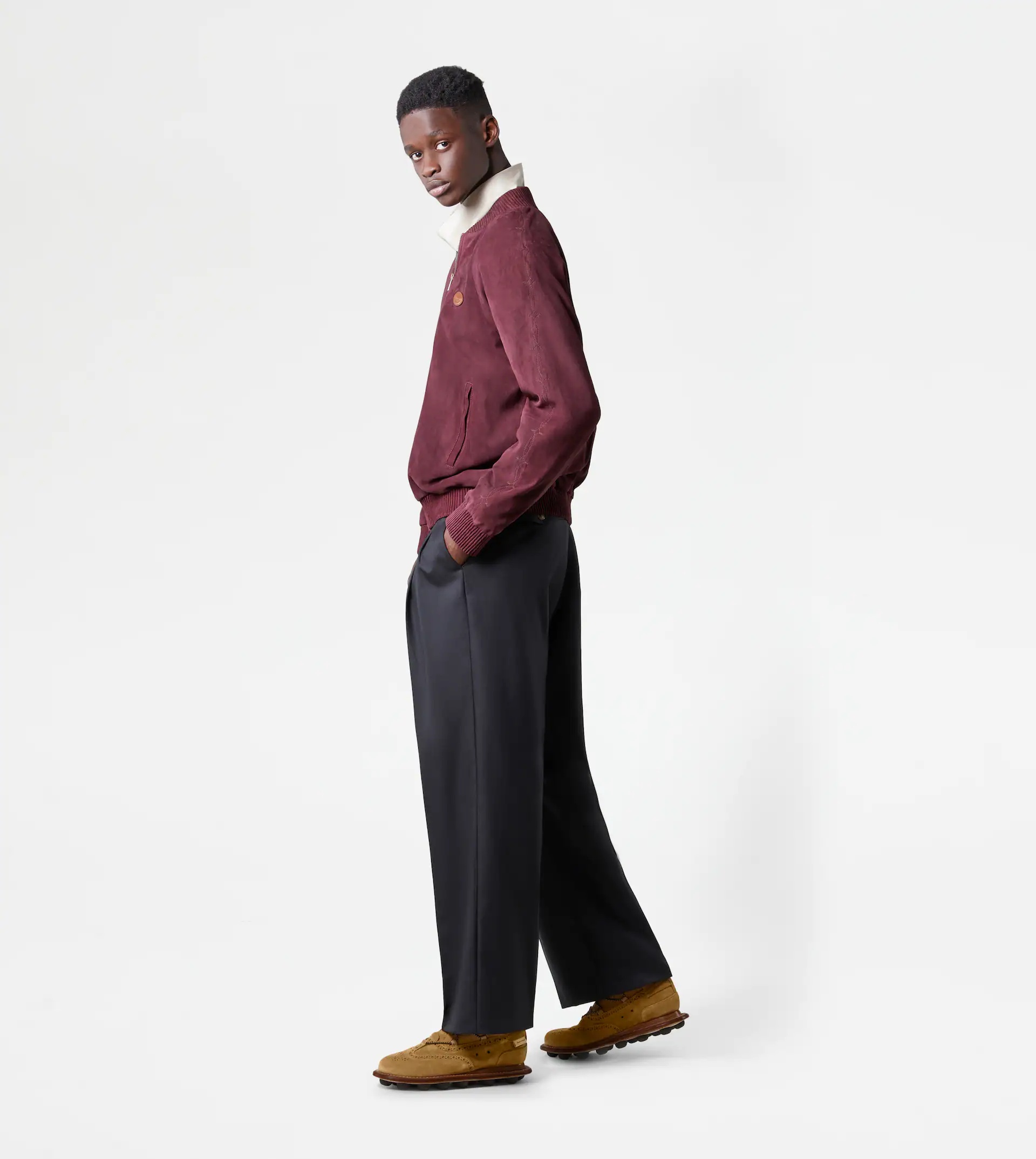 TRACKSUIT JACKET IN SUEDE - BURGUNDY - 12