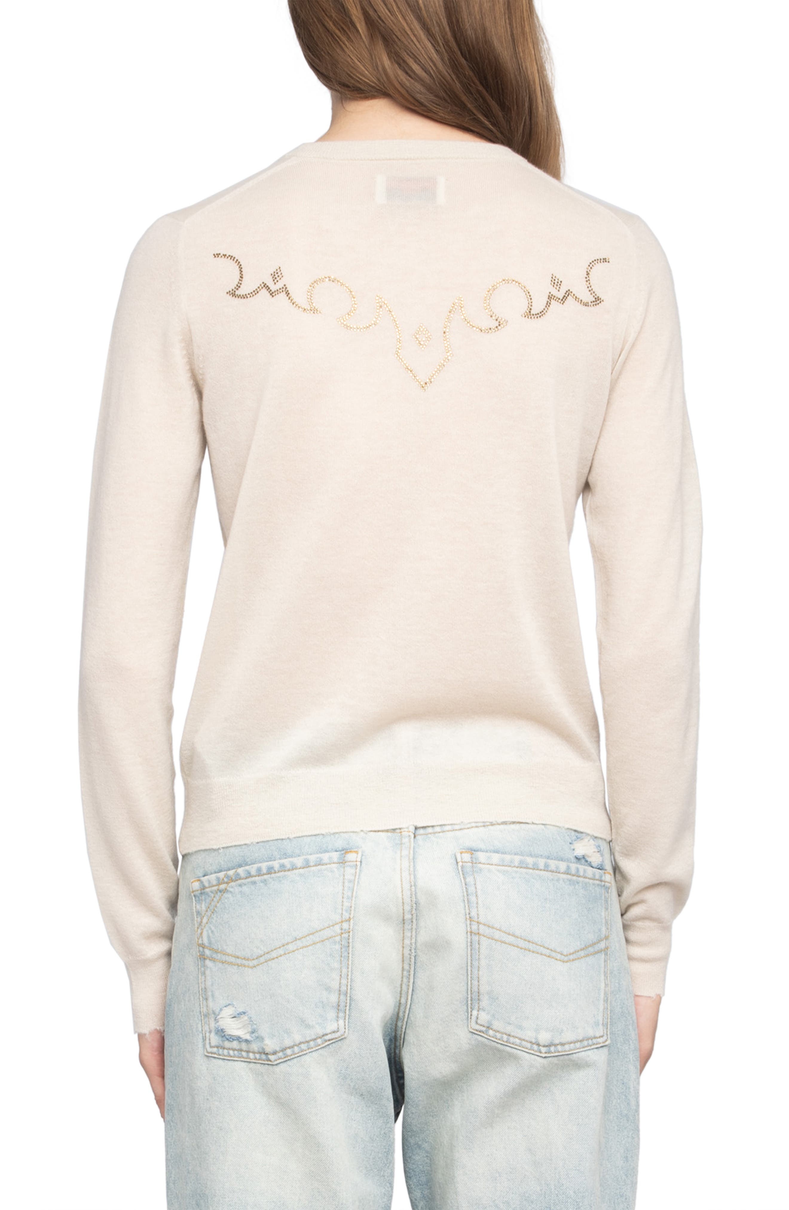 Zadig & Voltaire Missya West Strass Rhinestone Cardigan in Ecru at Nordstrom - 2
