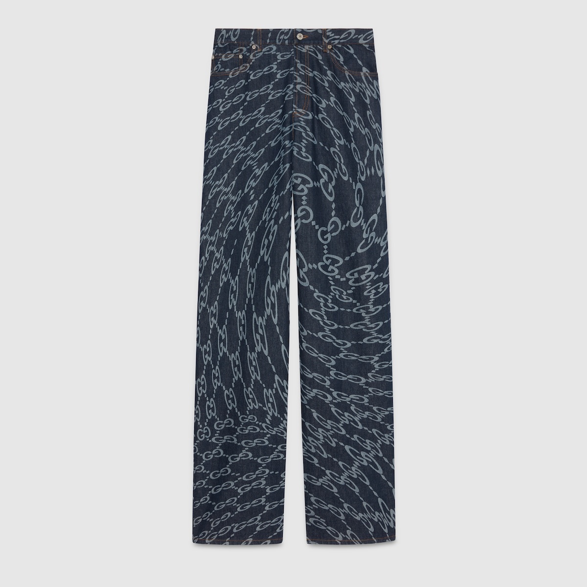 Wavy GG laser print denim pant - 1