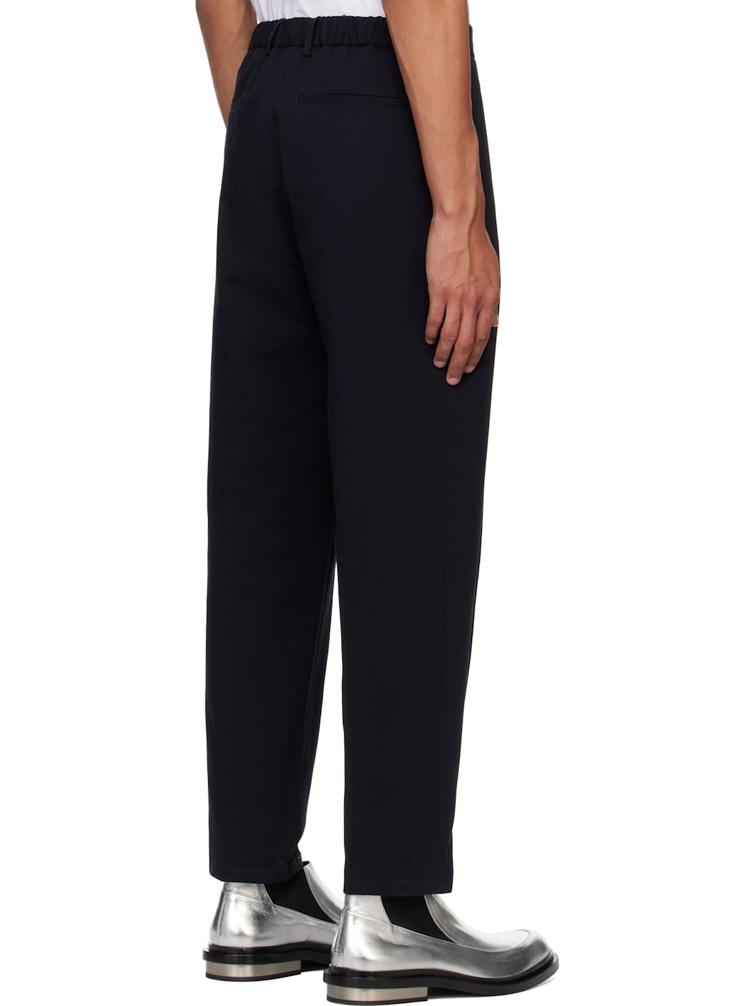 Navy Tapered Trousers - 3